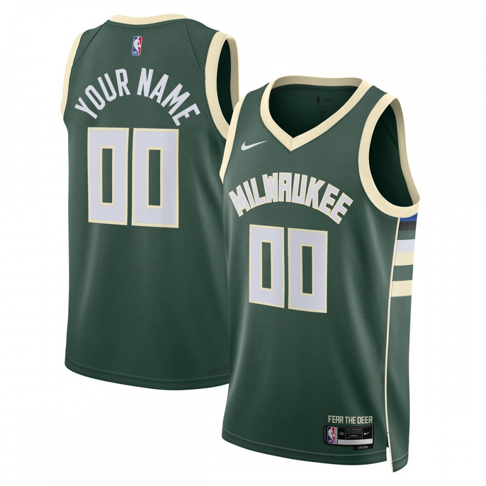 Milwaukee Bucks Unisex 2022/23 Swingman Custom Jersey Hunter Green - Icon Edition-Pro Kit Vault | Brand New 26/27 Sports Jerseys
